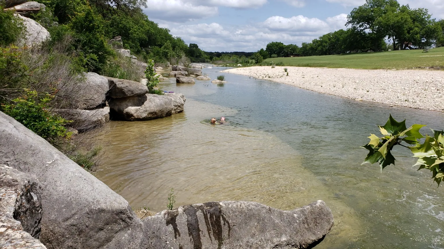 Blanco River beside limestone rocks
