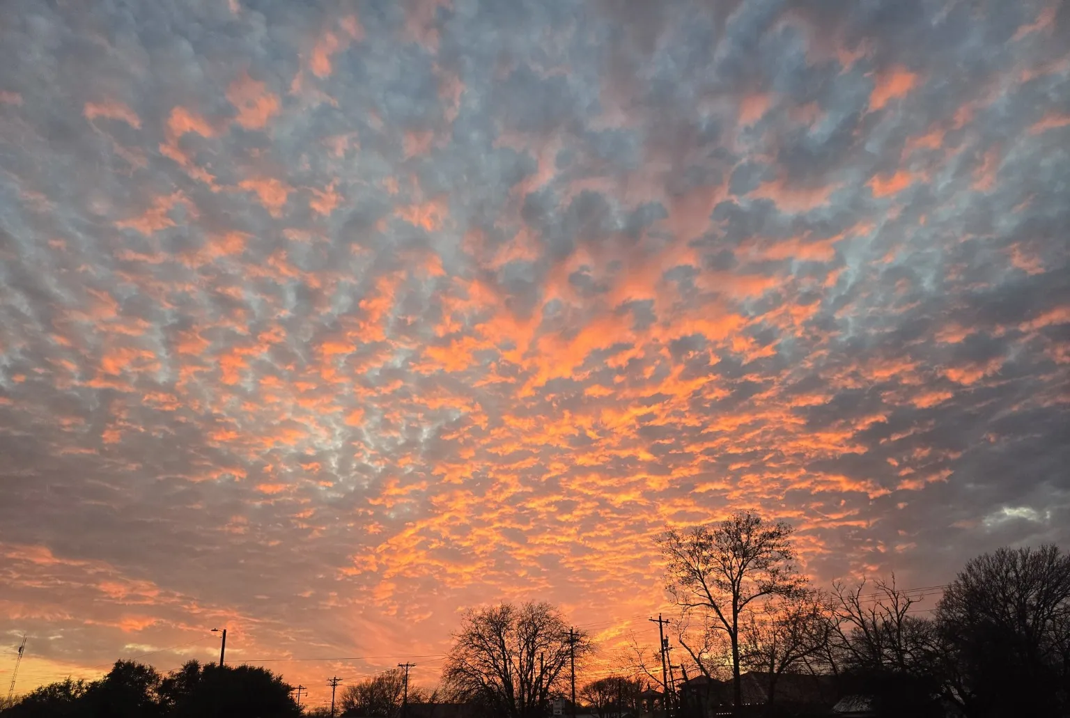 Colorful Texas sunset over the ranch